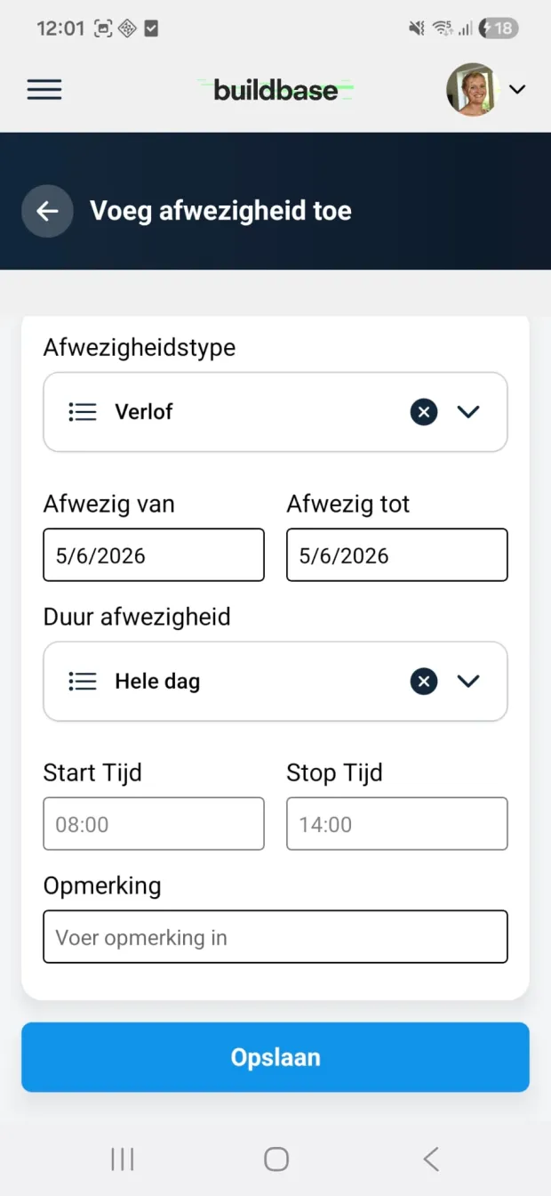 Afwezigheid toevoegen op je gsm